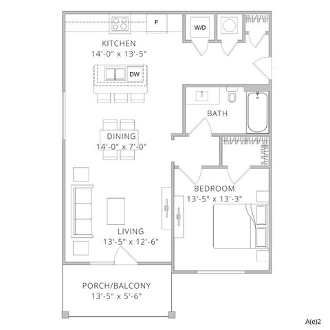 Maple 1 bed 1 bath Floor Plan at Waterleaf at Neely Ferry Apartments, Simpsonville, 29680